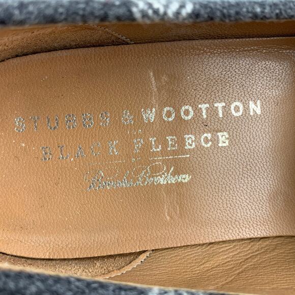 STUBBS & WOOTTON Size 10 Grey Silver & Gold Wool Slip On Loafers main image 4